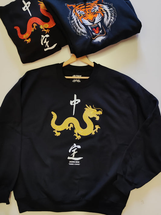 Felpa Drago d'Oro Tai Chi con scritta Tenere il centro