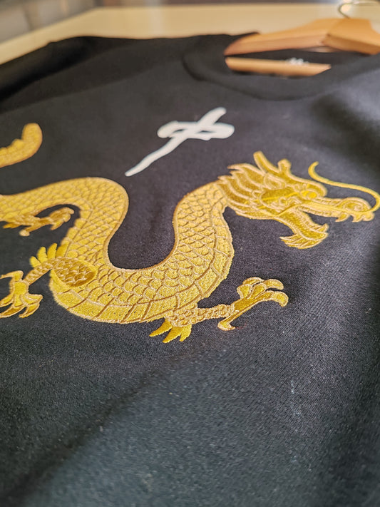 Felpa Drago d'Oro Tai Chi con scritta Tenere il centro