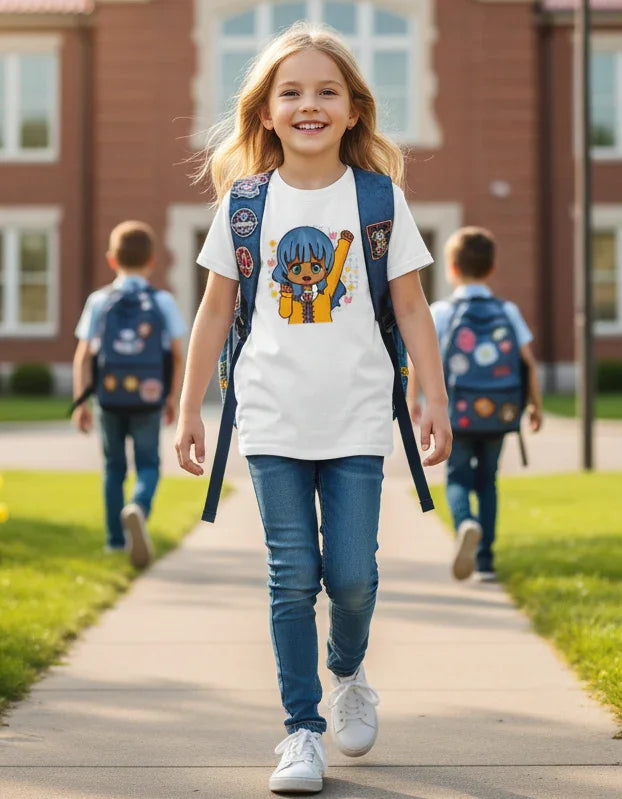 T-shirt Anime  con scritta Felicità