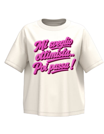 T-shirt mi sveglio ottimista poi passa Oversize