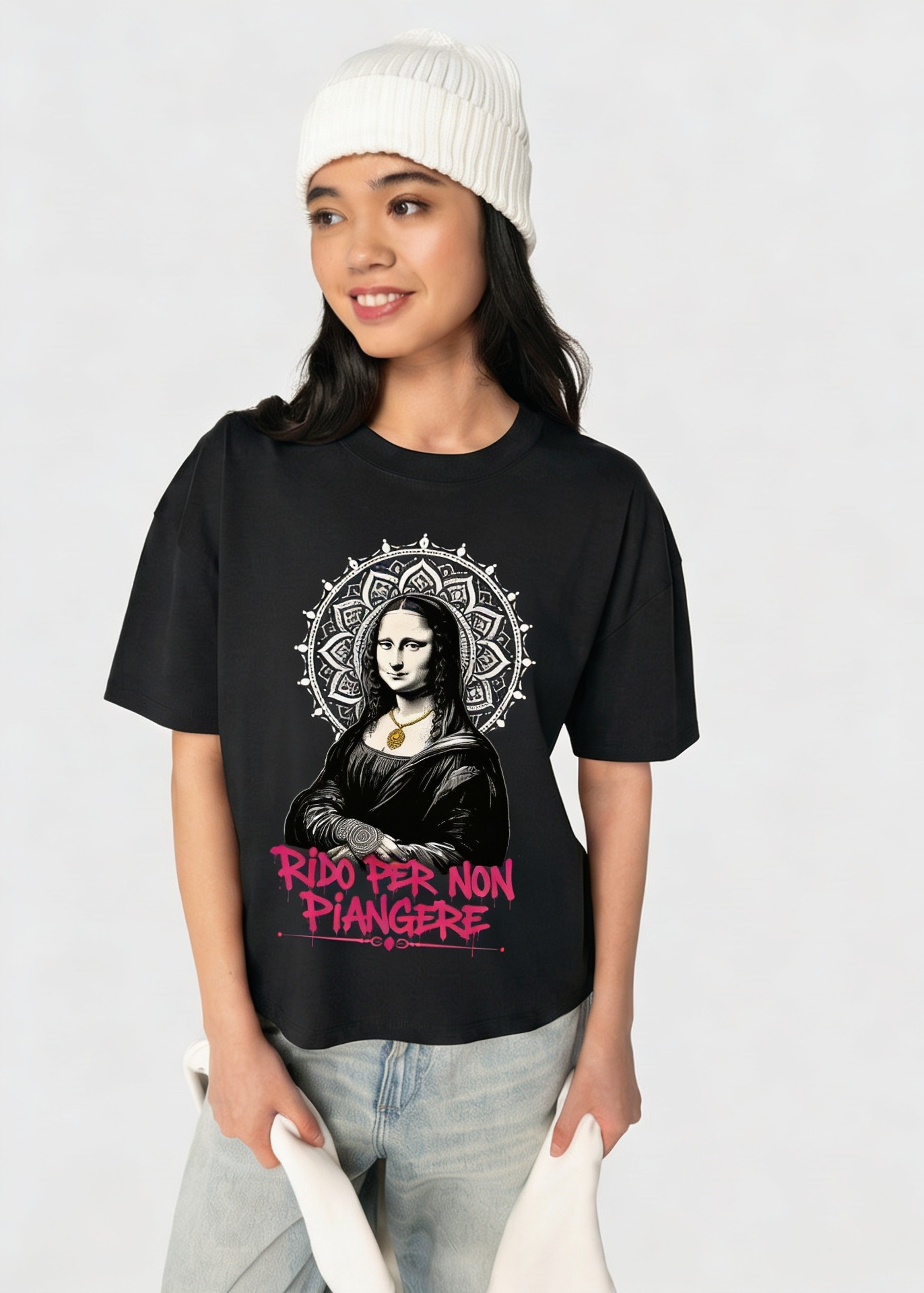 T-shirt Gioconda rido per non piangere